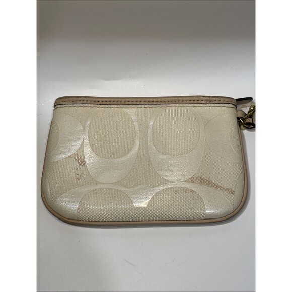 Lot of 2 Coach Tan Gray Signature Canvas Leather Wristlet Wallet Signature - Picture 4 of 16